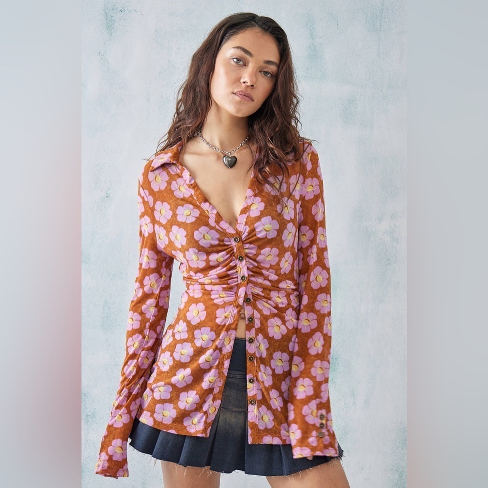 .Free People Lucky Flower Shirt XS NWT